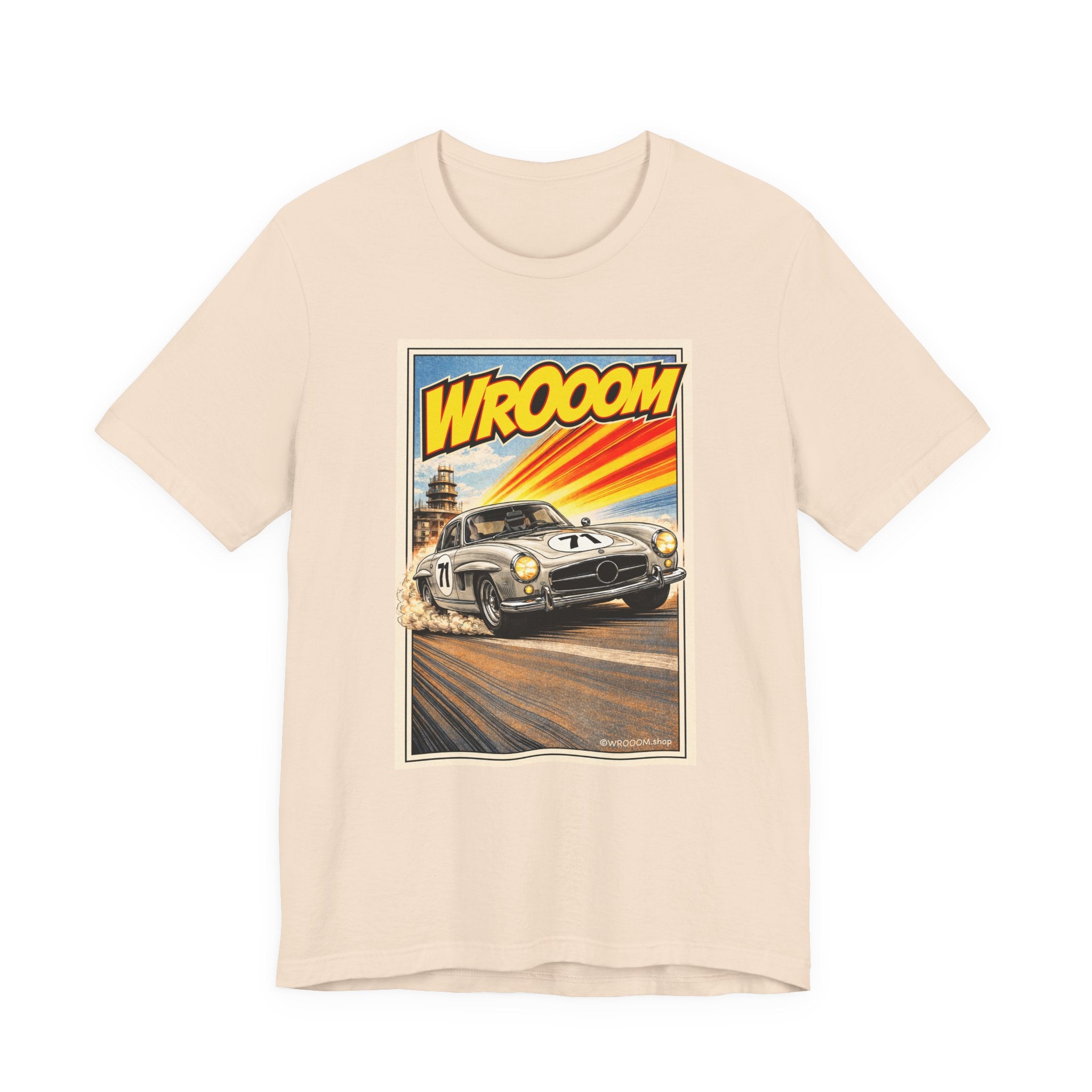 WROOOM Silver Classic – Vintage Motorsport T-Shirt