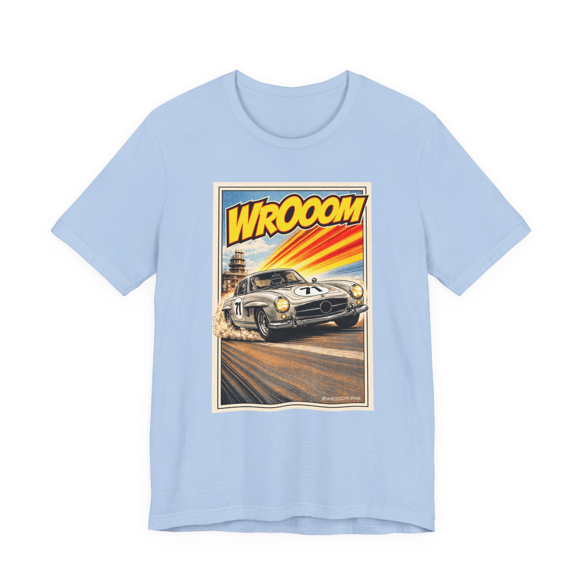 WROOOM Silver Classic – Vintage Motorsport T-Shirt